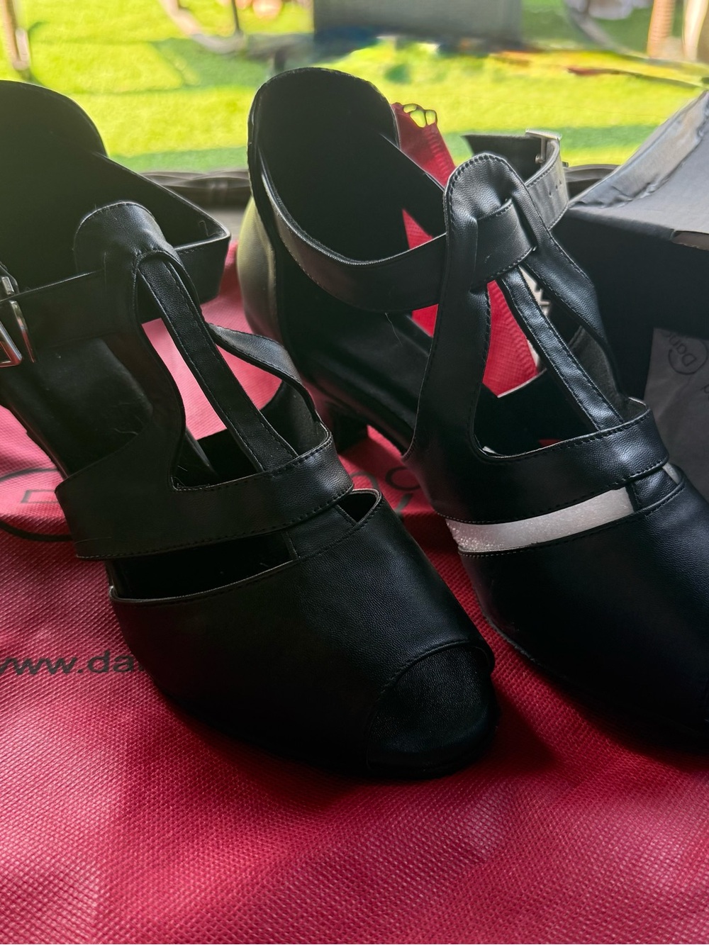 Dance and Sway Black Ballroom Latin Dance Shoes Suede Soles 2” Cuban Heel 7-7.5